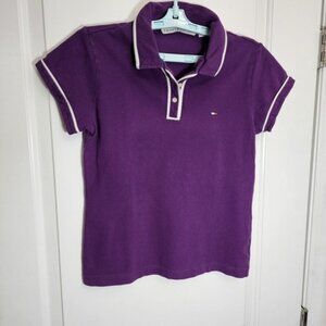 Tommy Hilfiger Purple Womens M Polo Style Top Buttons Short Sleeve
